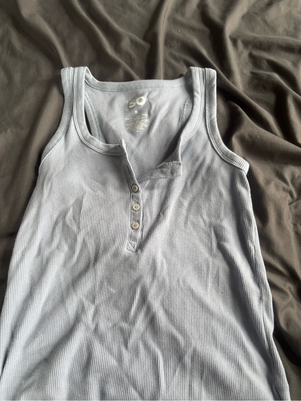 SO Light Blue Ribbed Henley Tank Top